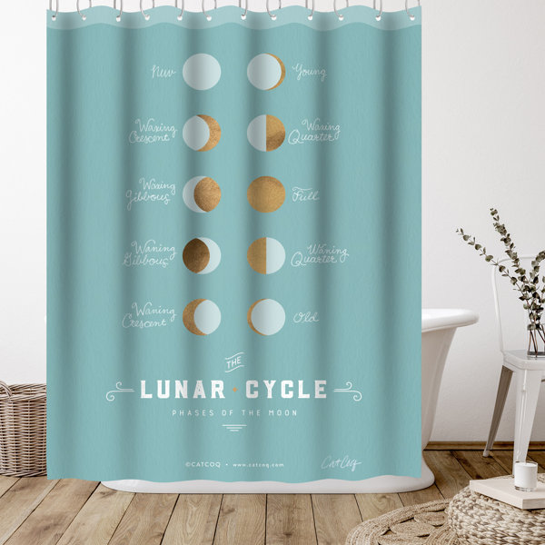 The Twillery Co.® 71" x 74" Shower Curtain, Lunar Phases Robins Egg